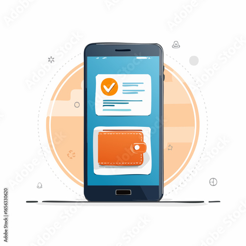 Digital payment vector with smartphone and wallet. Represents fintech, e-commerce, and online transactions.