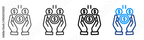 Earn Money Icon Different Style Outline Collection Set