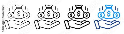 Revenue Icon Different Style Outline Collection Set