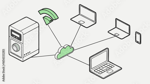 Conceptual Illustration of Cloud Computing Network.
