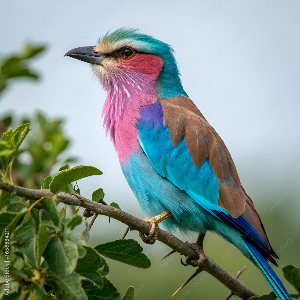 Obraz premium rare colorful blue and pink bird