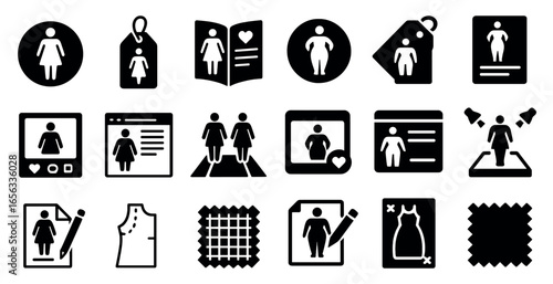 Fashion and apparel silhouette icons set – clothing, style, design elements