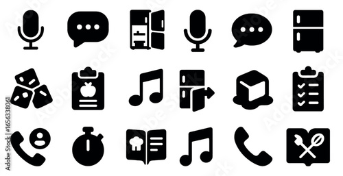 Home appliances solid icons set – filled, houseware, kitchen essentials graphics