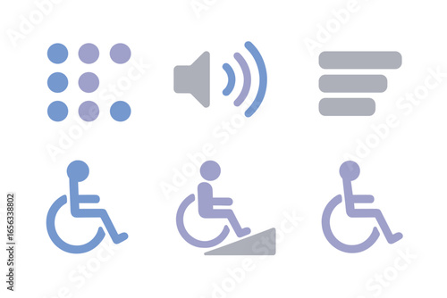 Accessibility and interface icons with glowing effect