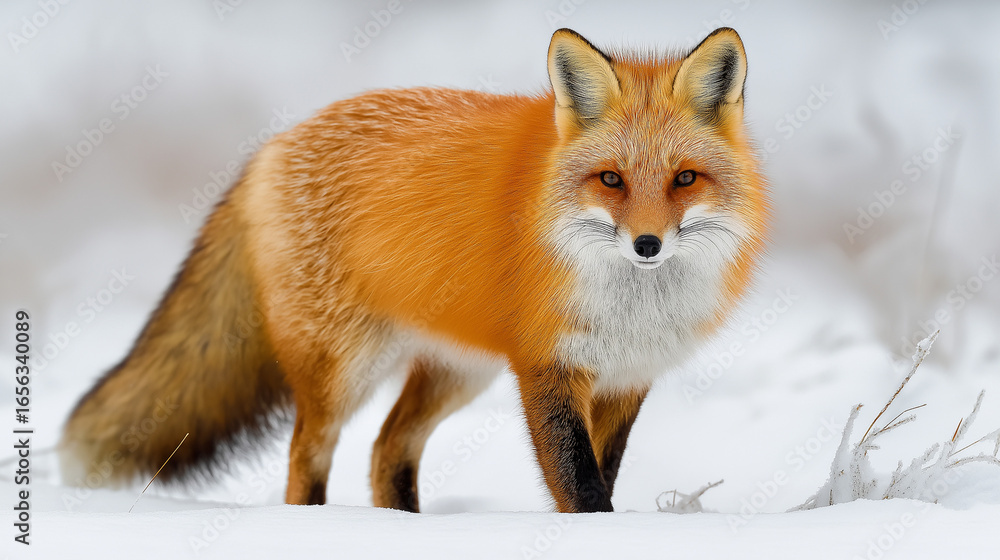 Fototapeta premium A clean and professional visual presentation swift and red: winter's carnival of land predators - foxes and dholes - in wild canine majesty.