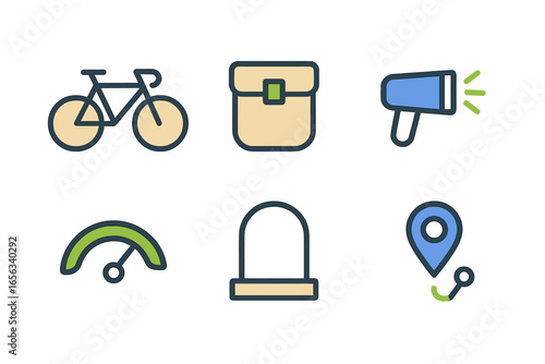 Bicycle icons for travel and communication