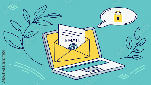 Secure Email on Laptop Display with Lock Icon.