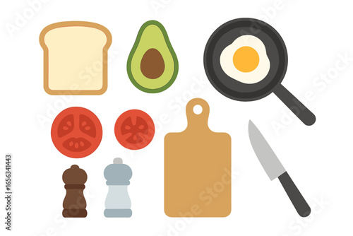 Breakfast Food and Cooking Utensils