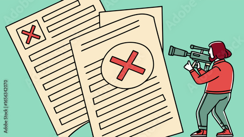 Journalist Reviewing Rejected Application Documents.