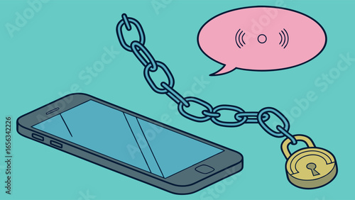 Smartphone Secured by Chain and Padlock Concept.