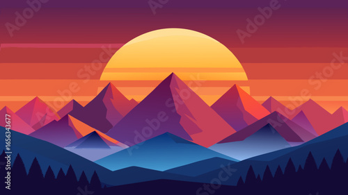 mountain landscape with sunset