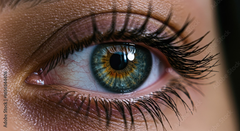 Obraz premium A mesmerizing closeup of an eye with a captivating mix of green and gold tones