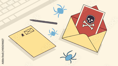 Malicious Email with Skull and Crossbones Graphic.