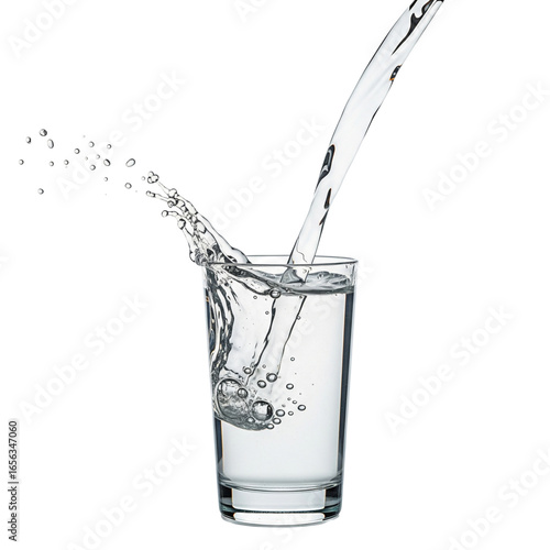 Wallpaper Mural Water splashing into a clear glass isolated on transparent background Torontodigital.ca