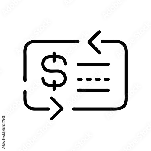 Simple line interface icon representing refinancing and transactions  