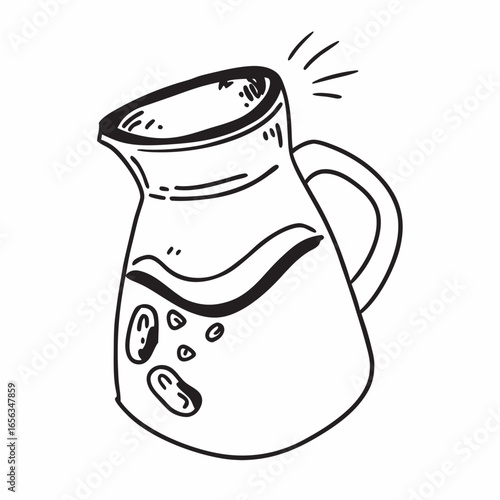 Simple glass pitcher filled with lemonade on white background  