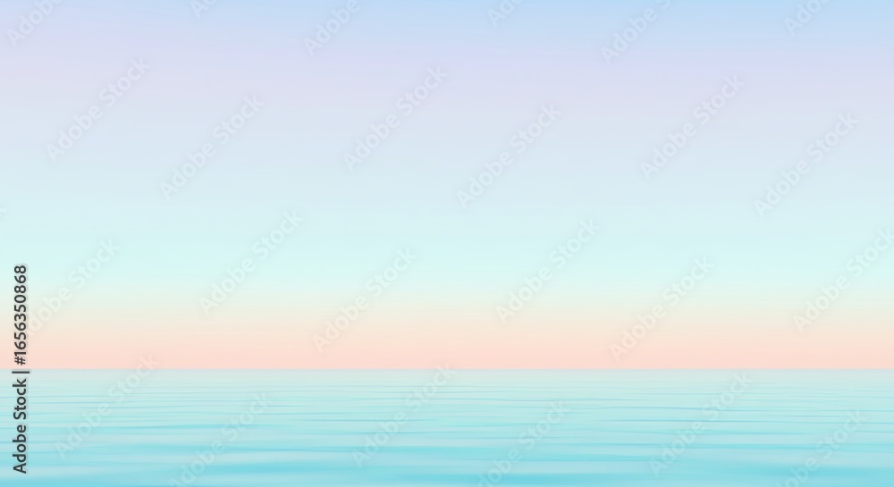 Fototapeta premium Pastel Sky and Calm Ocean: Tranquil Seascape Background Image