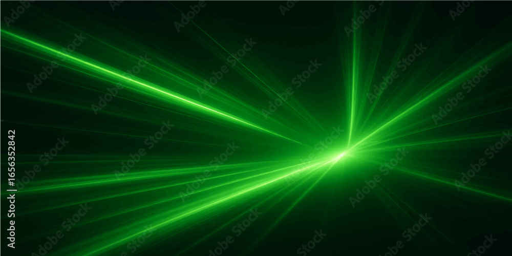 Naklejka premium Abstract green and blue background with glowing light rays and bright energy design