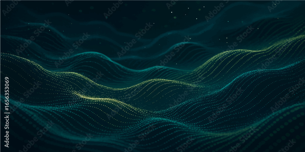 Fototapeta premium Abstract blue digital background with futuristic lines and light wave design