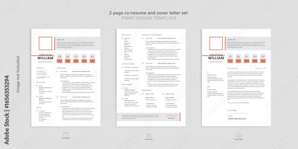 Obraz premium Minimal resume and cv and cover letter set