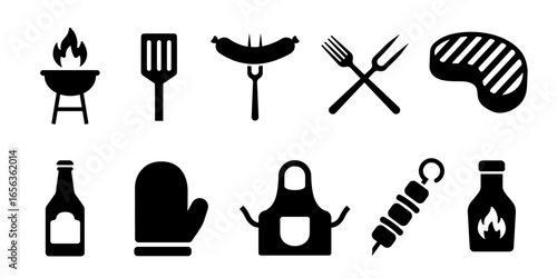 BBQ icon. Barbecue icon set.