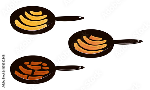 Vector illustration of cooking and serving Tajadas fried banana slices Plantain