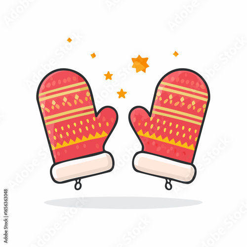 Pair Of Decorative Knitted Mittens