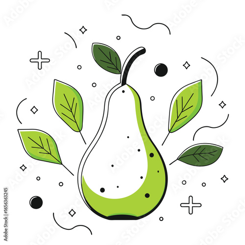 Fresh Pear Fruit Flat Vector Illustration