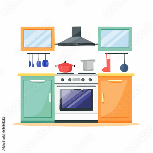 Colorful Modern Kitchen Illustration