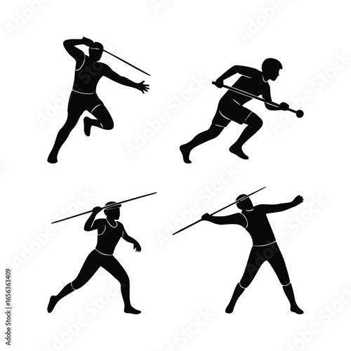 Javelin thrower silhouette collection of athletes in action poses