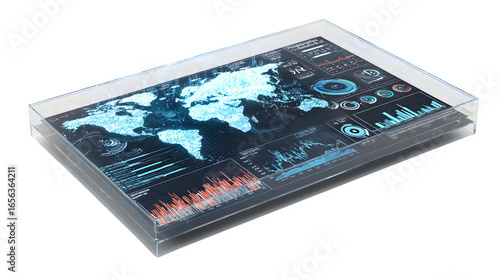  A holographic interface displaying data and predictive analytics about climate change