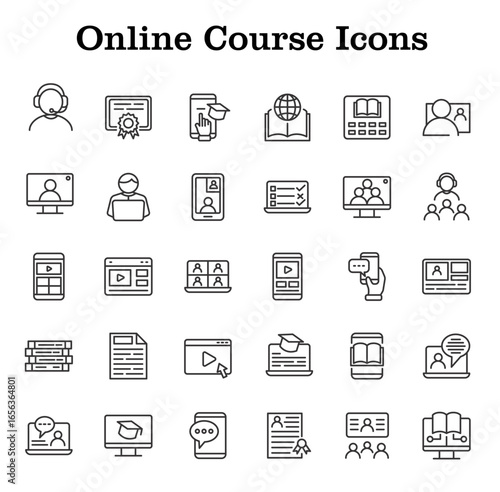 Online Course icons vector editable