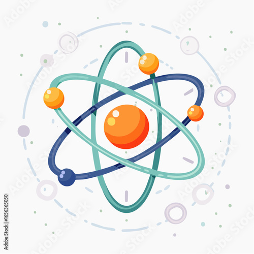 Colorful Cartoon Atom Illustration