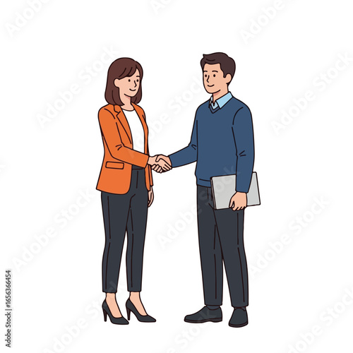 Business colleagues shaking hands, symbolizing a successful agreement.