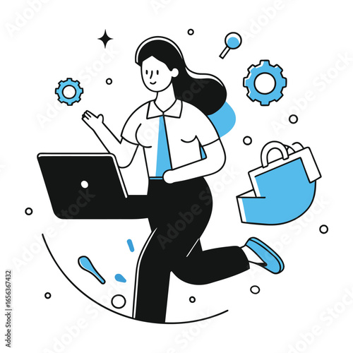 domino effect business illustration of a man