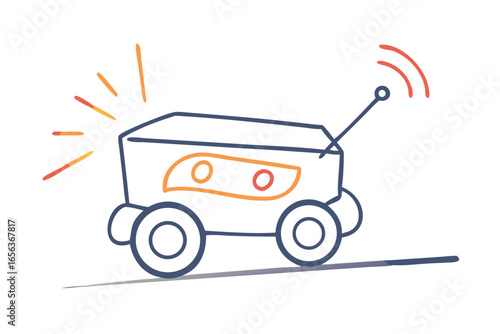 Autonomous Delivery Robot Bold Vector Illustration - Futuristic Shipping Icon