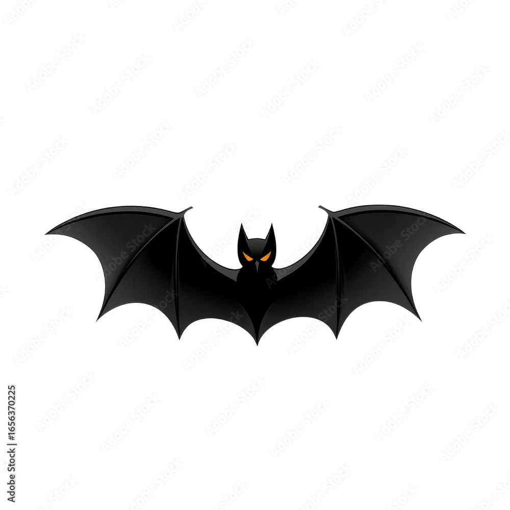 Fototapeta premium Stylized black bat with glowing orange eyes