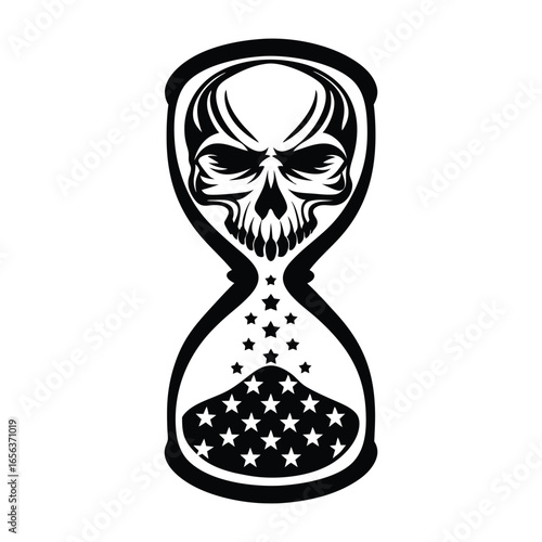 Skull hourglass with stars a symbol of mortality and the passage of time | Ai Generated