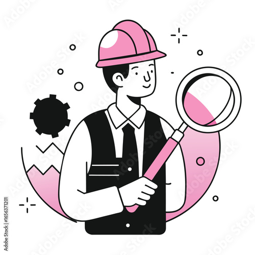 Inspector Searching for Clues with Magnifying Glass