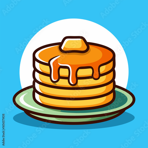 Buttery Pancakes with Syrup.  A Sweet Treat