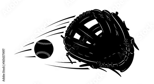 Catching baseball with mitt vector illustration for sports equipment and game design concept on white background -