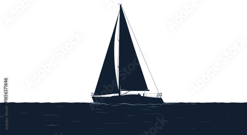 Sailing yacht on the ocean vector illustration sailboat water transport sea travel nautical vessel adventure trip 100 -