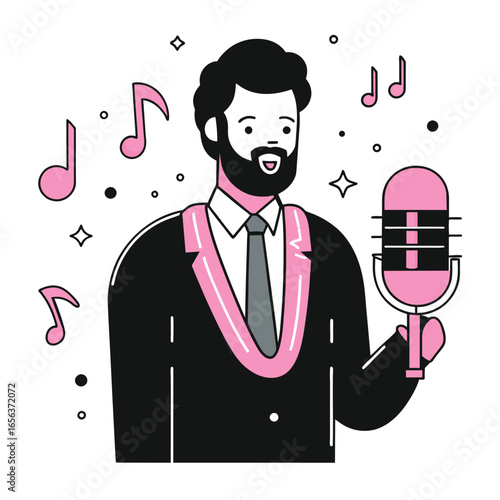 Music Performance and Singing Artist Illustration