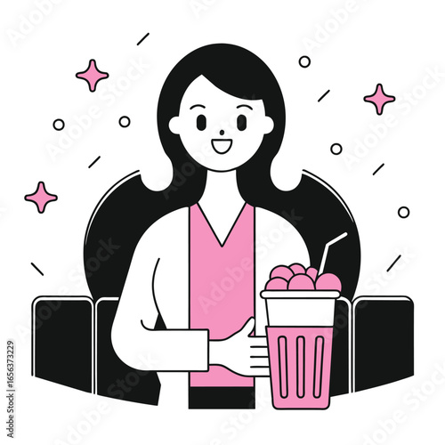 movie time business illustration of a woman