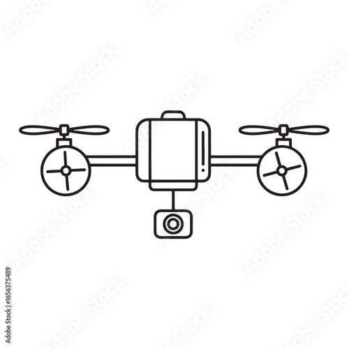 Drone with camera icon outline quadcopter aerial