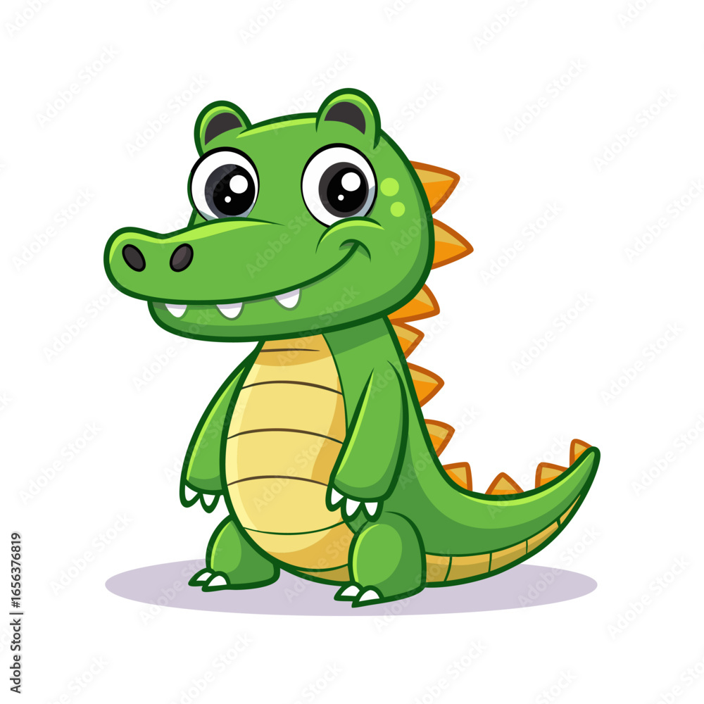 Obraz premium Adorable Baby Crocodile Cartoon Illustration