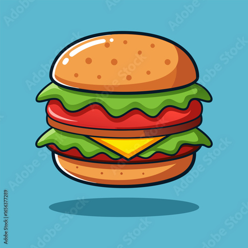 Mouthwatering Double Decker Burger.  A Culinary Delight