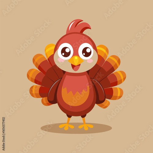 Adorable Cartoon Turkey Illustration for Thanksgiving