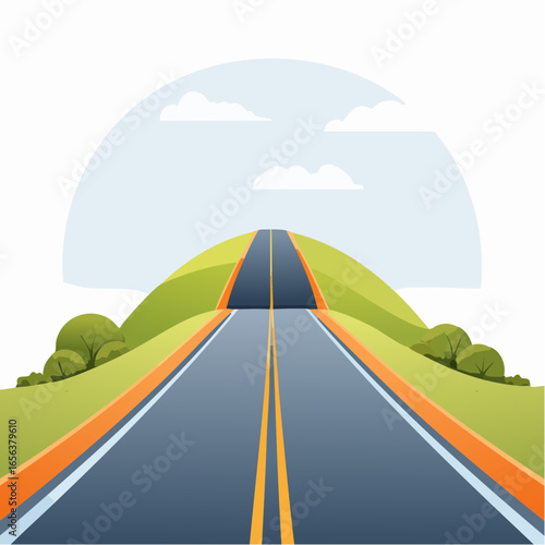 Asphalt Road Leading Up Hill Under Colorful Sky