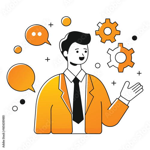 Innovative businessman with idea lamp